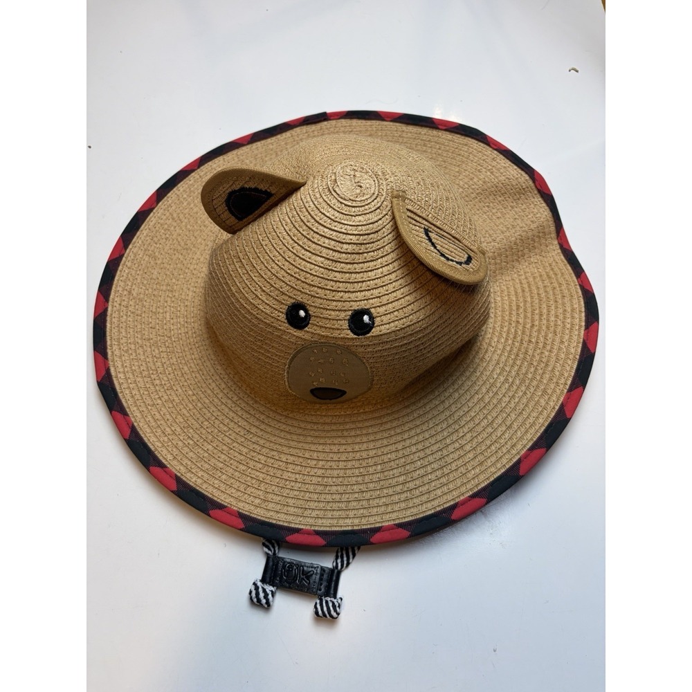 Flapjack Kids Bear Lifeguard Hat Straw Buffalo plaid Sz M